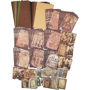 Esweny Vintage Scrapbooking Supplies Pack(100 Pieces) for Junk Journal Bullet Journals Decoupage Paper Scrapbook Planner Sticker Aesthetic Cottagecore Collage Craft Album (02)