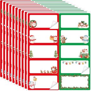 Christmas Address Labels Stickers 2 x 4 Inch Printable Mailing Labels Santa Snowman Wrapping Tags for Package Envelopes Boxes 200Pcs 10 Designs
