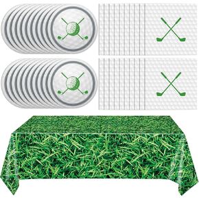 لوحات Golf Party Plates NedbeCloth- 41PCS Golf Party Supplies Golf Party Party Table Party Set Golf Golf Paper Paper Lapkins و TableCover Golf Golf Party Decortations Secortings Supplies Supplies