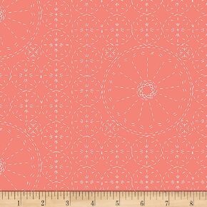 Art Gallery Wild Bloom Sashiko Florette Coral, Quilting Fabric by the Yard