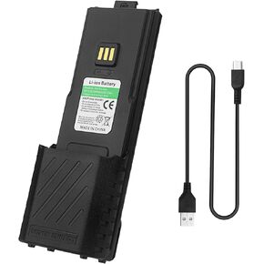 BAOFENG 5RM Battery,6800mAh High Capacity USB-C Charging 7.4V Extended Battery 5RM GM-5RH UV-5G Plus UV-5RH Series Two-Way Radio (2 Pack+USB-c Charging Cable)