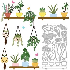 Hanging Potted Plants Die Cuts, Carbon Steel Die Cuts Cutting Dies Frame Stencils Scrapbooking Embossing Template Dies for Card Making Party Greeting Embossing Invitation Photo Album