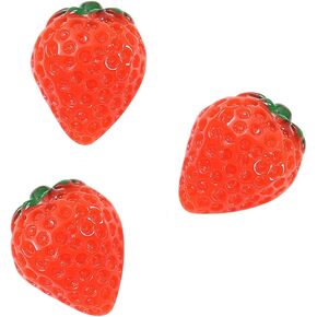 10Pcs Stawberry Resin Flatback Decorate - Cute Resin Fruit Cabochon - Kawaii Craft Supplies