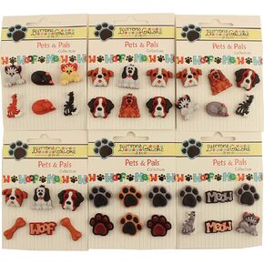 Buttons Galore Pets and Pals 3D Buttons-Set of 6 Cards