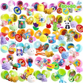 joyin 60 pcs بيض الباستيل المرفق مع ألعاب متنوعة ، ألعاب محشوة لصيد بيض عيد الفصح ، حشو سلة الأطفال ، حشو الحزب لصالح الزخرفة ، جائزة الفصول الدراسية ، ألعاب عيد الفصح بالجملة