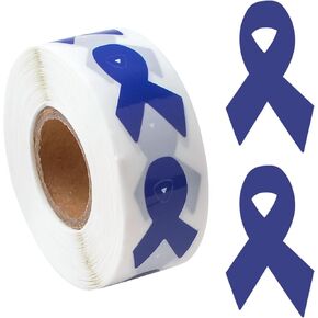 WANDIC 0.75 * 1.28'' Gold Ribbon Awareness Sticker, 500 PCS Ribbon-Shaped Label Roll for Bone, Childhood, and Bladder Cancer Awareness