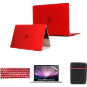 Se7enline Compatible with MacBook 12 inch Case Model A1534/A1931 2015/2016/2017/2018/2019 Version Laptop Hard Shell Protective Case&Sleeve Bag&Keyboard Cover Skin&Screen Protector,Red
