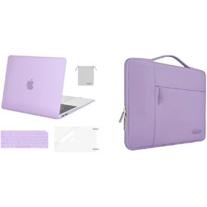 MOSISO Compatible with MacBook Air 13 inch Case 2018-2022 A2337 M1 A2179 A1932, Plastic Hard Shell&Multifunctional Briefcase Bag&Keyboard Cover&Screen Protector&Storage Bag, Light Purple