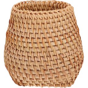 Cabilock 1pc Cup Pen Cup ، حامل قلم Rattan المصنوع يدويًا ، سلة منظمة المكتب المنسوجة للمكتب والمنزل ، كوب قلم رصاص متعدد الوظائف ، تخزين مزخرف لأدراج الشمس
