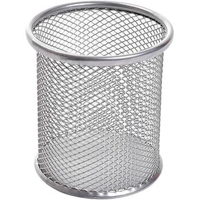 Akoak 1 Count Desktop Pen Holder ، حامل القلم المعدني الشبكة الإبداعية ، وملحقات سطح المكتب الدائري ومنظم مساحة العمل للمنزل والمدرسة والمكتب (Silver)