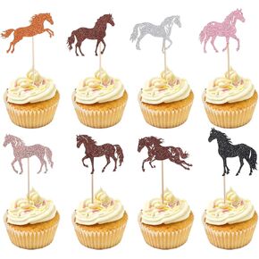 24 PCS Horse Cupcake Toppers Fearistrian Cake Toppers Horse Birthday Supplies Formed Party Decorations Supplies for Horse Racing Party Party Party Party