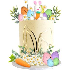 كعكة عيد الفصح توببر بيضة البيض ديكورات أرنب الجزر تمثال أرنب الأذني كعكة توببر لعيد الفصح حفلة عيد ميلاد حفلة خرافية حديقة تحت عنوان (النمط 1)