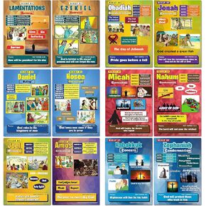 NewEights العهد القديم المعرفة بالكتاب المقدس للأطفال ملصقات التعلم 2 (6 حزم) - جهاز تعليم المدرسة التعليمية - معلمي مخطط الجدار في الفصل الدراسي المنزلي.
