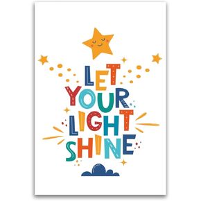 Let Your Light Shine Poster - 12 x 18 Inch Unframed - Positive Motivational Wall Art Decor - Premium 100lb Gloss Poster - Rolled Poster - For Home, Classroom, Office, Dorm - Printed in USA - AAP073