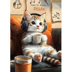 MXJSUA استرخاء مجموعات الطلاء الماس للبالغين ، 5D CAT CAT CAT MAIMOND KITS للمبتدئ