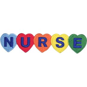 Medical Nurse with Colorful Hearts Embroidered Iron on Patch