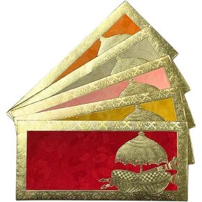 10 Pcs Designer handmade Cash Gift Money Envelopes | Shagun Envelopes with Umbrella Design and mettallic Border for Wedding, Birthday, Anniversary or Any other Occasions - Multicolored