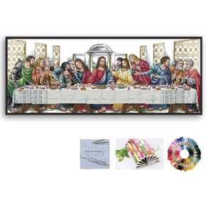 تتضمن مجموعة التطريز الأخيرة لطلاء العشاء التعليمات ، والملابس ، والإبر ، و Patter 14ct Cross Stitch Kit 30.31 "× 13.78" هدية مسيحية للمرأة الوطن الهوايات الحرف للبالغين