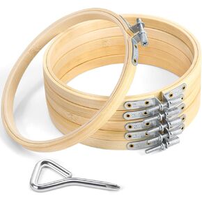 Caydo 6 Pieces 3 Inch Embroidery Hoop with Metal Screw, Small Embroidery Hoops Set, Bamboo Cross Stitch Hoop Ring for Art Craft Sewing, Home Ornaments