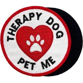 3" Therapy Dog Pet Me Badge Patch Counseling Support Medical Assistance Embroidered Hook and Loop Patch