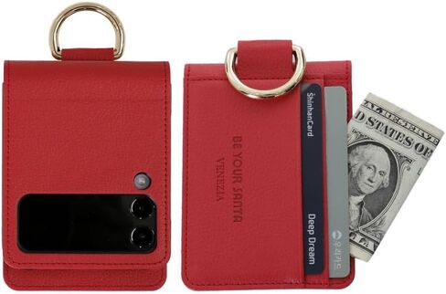 [BeYourSanta] Samsung Galaxy Z Flip 4 Venezia & Napoli Wallet Case with Card Holder, Camera Cover, and Hinge Protection - Italian Artificial Leather | (Black, Galaxy Z Flip 4 Venezia) in Saudi Arabia