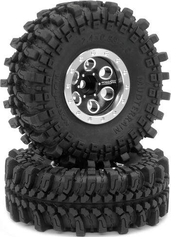 HOBBYSOUL 61 x 22.4mm 1.0 wheels tires set, Soft Sticky 1.0 Tires Tyres & Adjustable Offset 1.0 Beadlock wheels Rims For RC Crawler 1/24 SCX24 1/18 TRX4M in Saudi Arabia