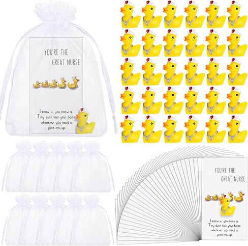 Barydat 50 Set Nurse Thank You Gift Nurse's Week Gift Mini Resin Duck Tiny Ducks Appreciation Card with Organza Bag for Women Men Nurse Party Favors Nursing Staff in Saudi Arabia