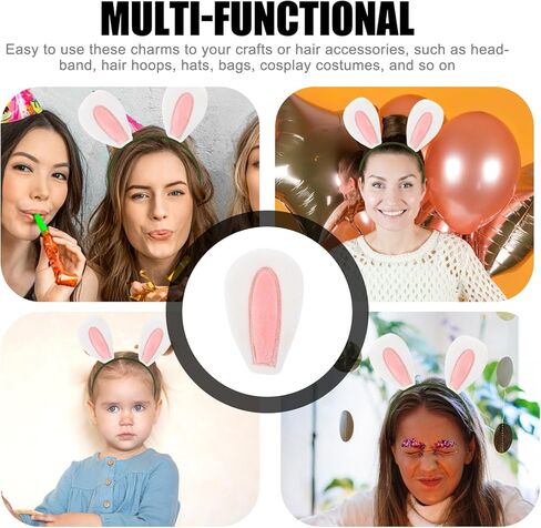 EXCEART Mini Bunny Ears Rabbit Ear Headwear 20pcs DIY Crafts for Hair Clips Headband Hair Ties Scrapbooking DIY Craft Christmas Party Supplies in Kuwait