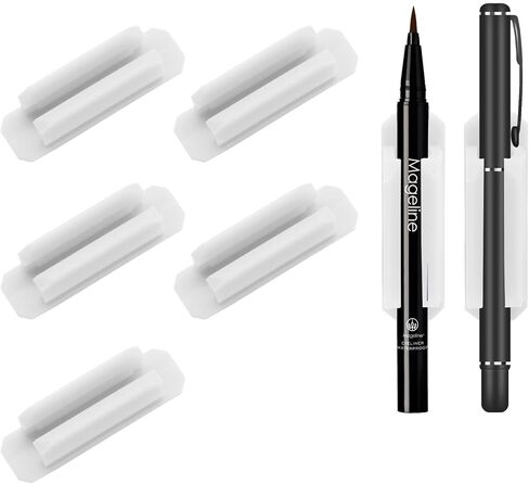 5 Pack Self-Adhesive Pen Holder Clips - Silicone Desk Pencil Holder - Clipboard Attachment Desk Organizers for School Classroom Office - White in Saudi Arabia