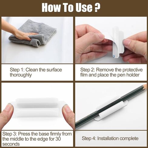 5 Pack Self-Adhesive Pen Holder Clips - Silicone Desk Pencil Holder - Clipboard Attachment Desk Organizers for School Classroom Office - White in Saudi Arabia