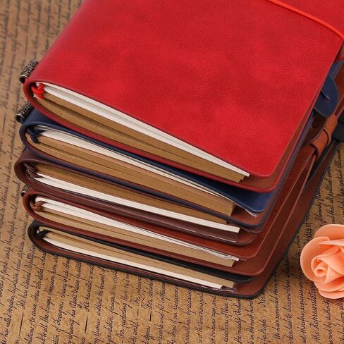 Travel Notebook,Classic Leather Cover Travel Journal Personalized Journal Diary Refillable Notepad for Writing Gifts Travelers Professionals (red) in Saudi Arabia