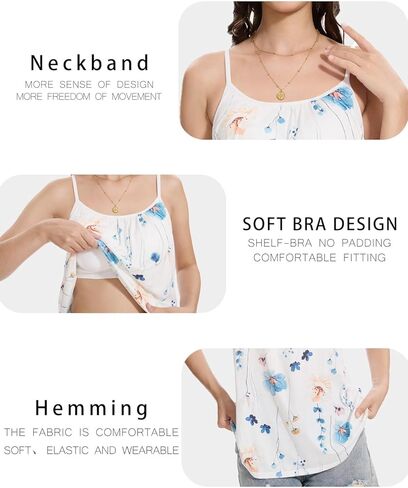 قميص قصير نسائي من Accbiety مزود بحمالة صدر مدمجة وفضفاضة تناسب Cami مطوي وحزام قابل للتعديل in Kuwait