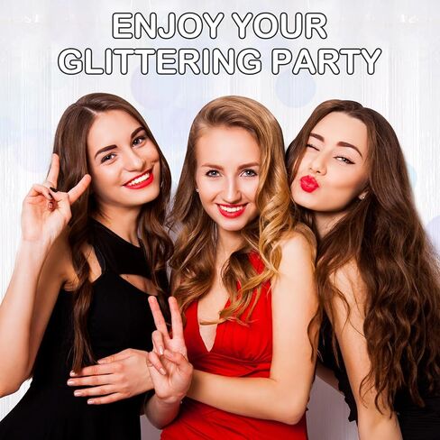 30 Pack Champagne Gold Foil Fringe Curtain Backdrop, 3.3x8.2 Feet Metallic Tinsel Streamer Curtains Photo Booth Props for Engagement/Wedding/Bridal Shower/New Year/Valentine's Day Party Decorations in Saudi Arabia