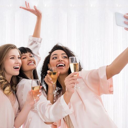 30 Pack Champagne Gold Foil Fringe Curtain Backdrop, 3.3x8.2 Feet Metallic Tinsel Streamer Curtains Photo Booth Props for Engagement/Wedding/Bridal Shower/New Year/Valentine's Day Party Decorations in Saudi Arabia