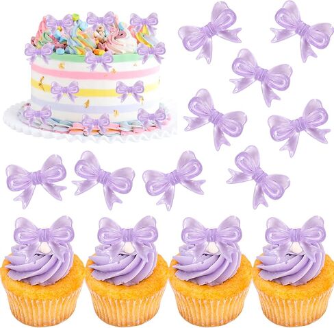 30 Pack Bow Cupcake Toppers Birthday Bowknot Ribbons Coquette Etiquette Cupcake Picks Bridal Shower Wedding Single Girl Cake Decorations Wedding Party Supplies Red in Saudi Arabia