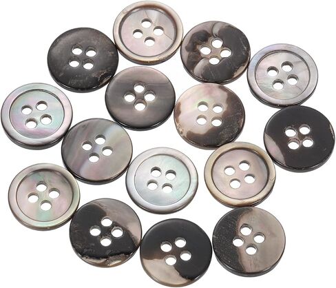 UXCELL 25 PCS أزرار قذيفة طبيعية ، 4 ثقب 12.5 مم أزرار أم لؤلؤة لشراء القميص معاطف الدعاوى جينز جينز تكرار خياطة DIY الزخرفة ، الأسود/الفضة in Kuwait