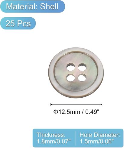 UXCELL 25 PCS أزرار قذيفة طبيعية ، 4 ثقب 12.5 مم أزرار أم لؤلؤة لشراء القميص معاطف الدعاوى جينز جينز تكرار خياطة DIY الزخرفة ، الأسود/الفضة in Kuwait