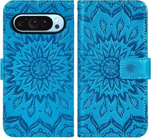 Phone Case for Google Pixel 9 Pro XL 6.8" 2024 Wallet with Tempered Glass Screen Protector Sunflower Leather Slim Flip Cover Card Holder Stand Cell Accessories Pixel9 9Pro 9ProXL Nine Women Purple in Kuwait
