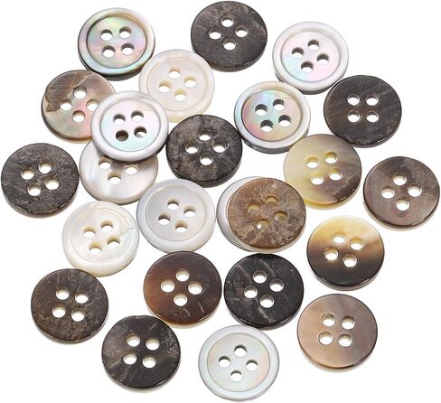 UXCELL 25 PCS أزرار قذيفة طبيعية ، 4 ثقب 12.5 مم أزرار أم لؤلؤة لشراء القميص معاطف الدعاوى جينز جينز تكرار خياطة DIY الزخرفة ، الأسود/الفضة in Kuwait