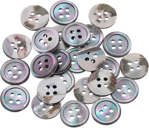 UXCELL 25 PCS أزرار قذيفة طبيعية ، 4 ثقب 12.5 مم أزرار أم لؤلؤة لشراء القميص معاطف الدعاوى جينز جينز تكرار خياطة DIY الزخرفة ، الأسود/الفضة in Kuwait