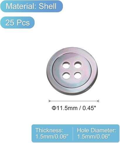UXCELL 25 PCS أزرار قذيفة طبيعية ، 4 ثقب 12.5 مم أزرار أم لؤلؤة لشراء القميص معاطف الدعاوى جينز جينز تكرار خياطة DIY الزخرفة ، الأسود/الفضة in Kuwait