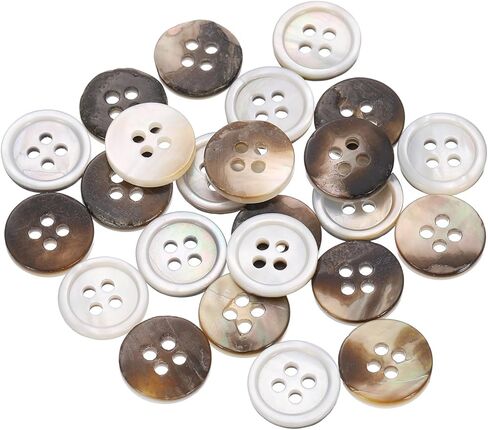 UXCELL 25 PCS أزرار قذيفة طبيعية ، 4 ثقب 12.5 مم أزرار أم لؤلؤة لشراء القميص معاطف الدعاوى جينز جينز تكرار خياطة DIY الزخرفة ، الأسود/الفضة in Kuwait