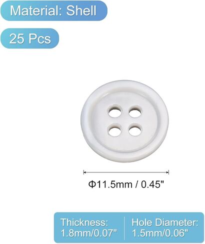 UXCELL 25 PCS أزرار قذيفة طبيعية ، 4 ثقب 12.5 مم أزرار أم لؤلؤة لشراء القميص معاطف الدعاوى جينز جينز تكرار خياطة DIY الزخرفة ، الأسود/الفضة in Kuwait