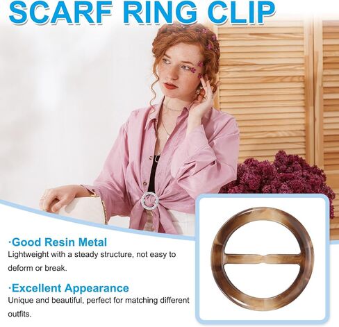 PATIKIL Scarf Ring Clip, Resin Round T-Shirt Clip Fashion Ring Scarves Clasp Buckle for Women Clothing Decoration in Saudi Arabia