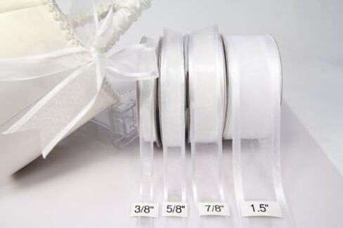 AmoreCreations 3/8 Inch x 25yds Organza Ribbon with Satin Trim for Wedding Baby Shower Gifts DIY Bows Craft Dancer Wands and More - Colors Guaranteed by AmoreCreations (Red, 3/8 Inches x 25yds) in Saudi Arabia