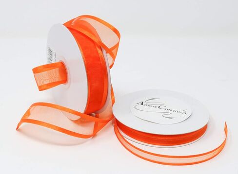 AmoreCreations 3/8 Inch x 25yds Organza Ribbon with Satin Trim for Wedding Baby Shower Gifts DIY Bows Craft Dancer Wands and More - Colors Guaranteed by AmoreCreations (Red, 3/8 Inches x 25yds) in Saudi Arabia