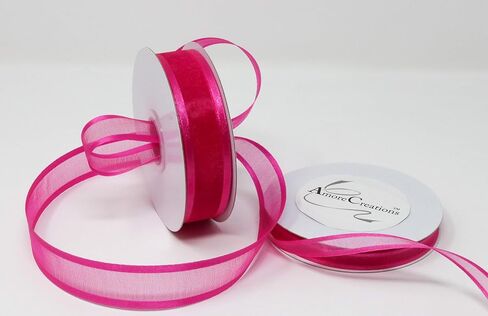 AmoreCreations 3/8 Inch x 25yds Organza Ribbon with Satin Trim for Wedding Baby Shower Gifts DIY Bows Craft Dancer Wands and More - Colors Guaranteed by AmoreCreations (Red, 3/8 Inches x 25yds) in Saudi Arabia