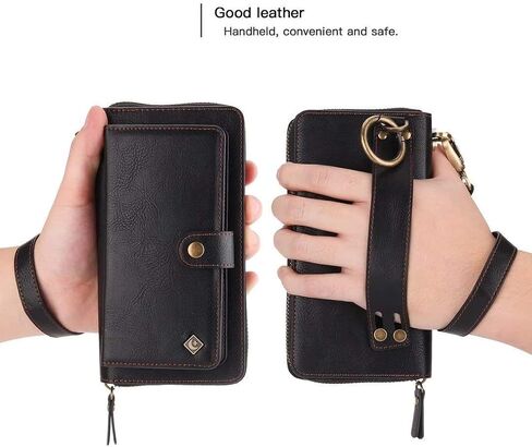 LITOU AIFENGCASE Phone Case Compatible with iPhone 12/iPhone 12 Pro,Wallet Case for Women Men,Wristlets Clutch Zipper Leather Pouch Wallet Flip Case Card Holder Magnetic Detachable Back Cover,RG in Kuwait