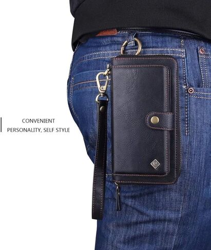 LITOU AIFENGCASE Phone Case Compatible with iPhone 12/iPhone 12 Pro,Wallet Case for Women Men,Wristlets Clutch Zipper Leather Pouch Wallet Flip Case Card Holder Magnetic Detachable Back Cover,RG in Kuwait