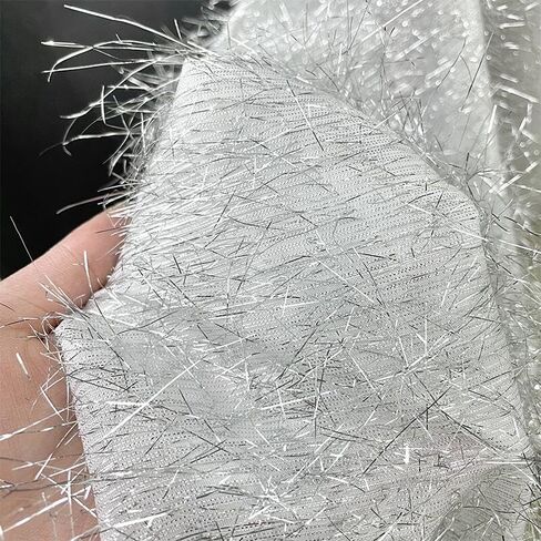 YYCRAFT Tinsel Fabric Metallic Eyelash Uragiri Lame Fabric by The Yard 59 Inches Wide Long Hair Shiny(2 Yards,White) in Saudi Arabia